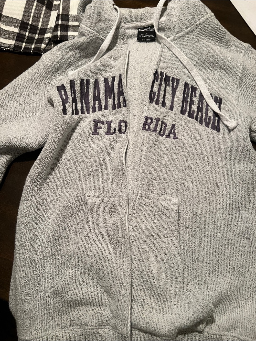 Panama City Beach Florida Zip-Up Hoodie - Light Gray with Gray Text
